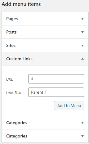 Adding a custom link to a menu
